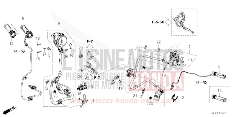 COMMUTATEUR/CABLE (DCT) de Africa Twin DCT GRAND PRIX RED (R380B) 2023